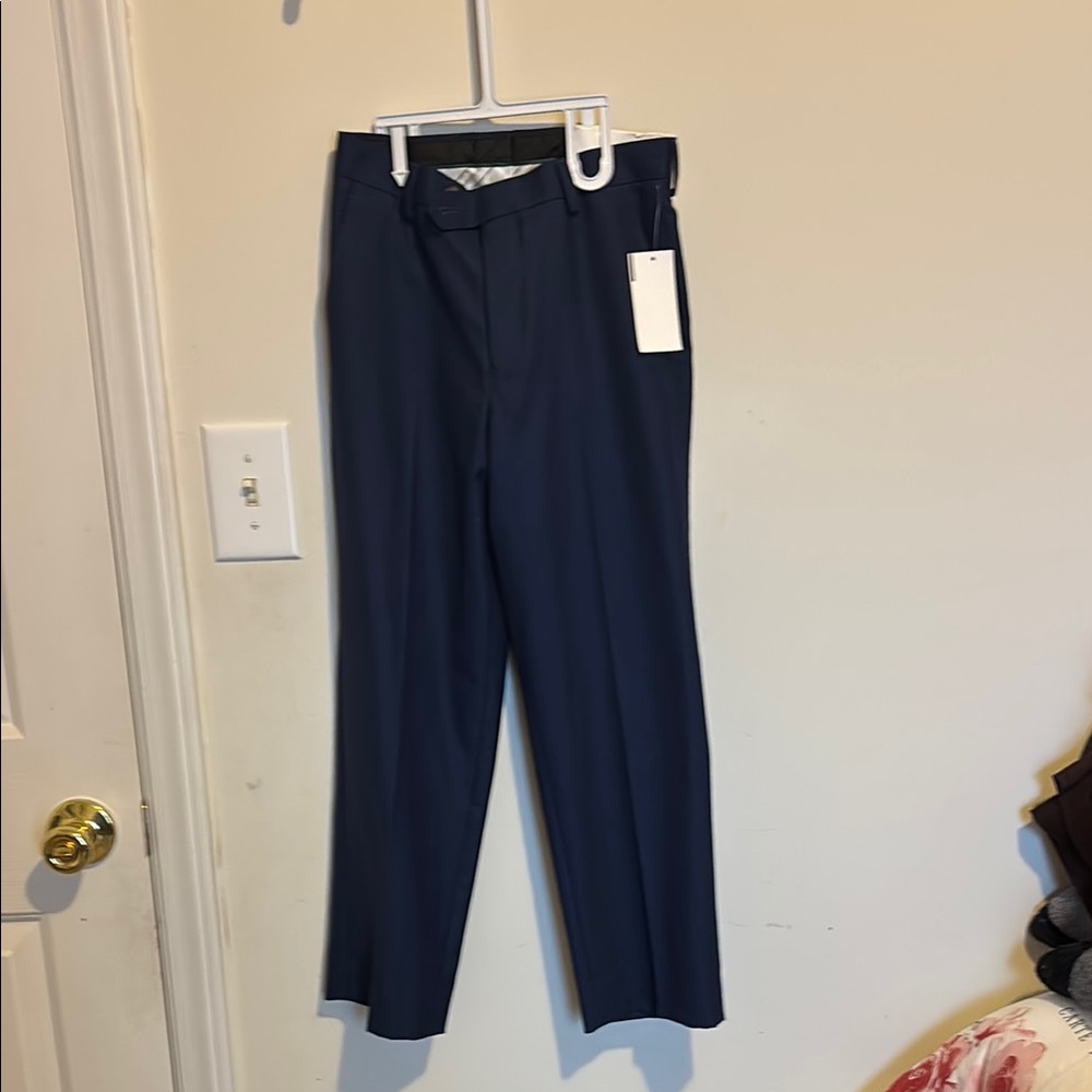 Classic Blue Dress Pants with Structured Fabric